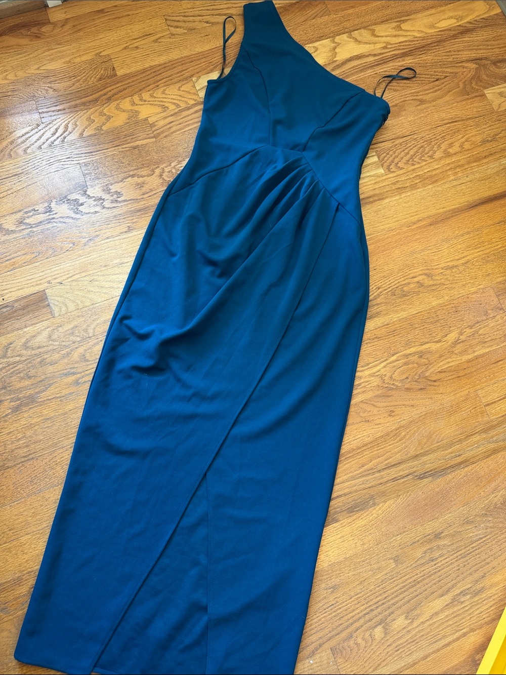 Elegant One-Shoulder turquoise dress